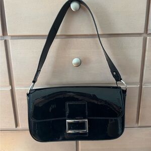 H&M | Divided Black Patent Glossy Shoulder Bag